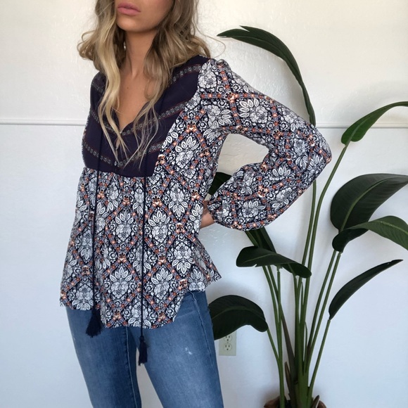 blue peasant top